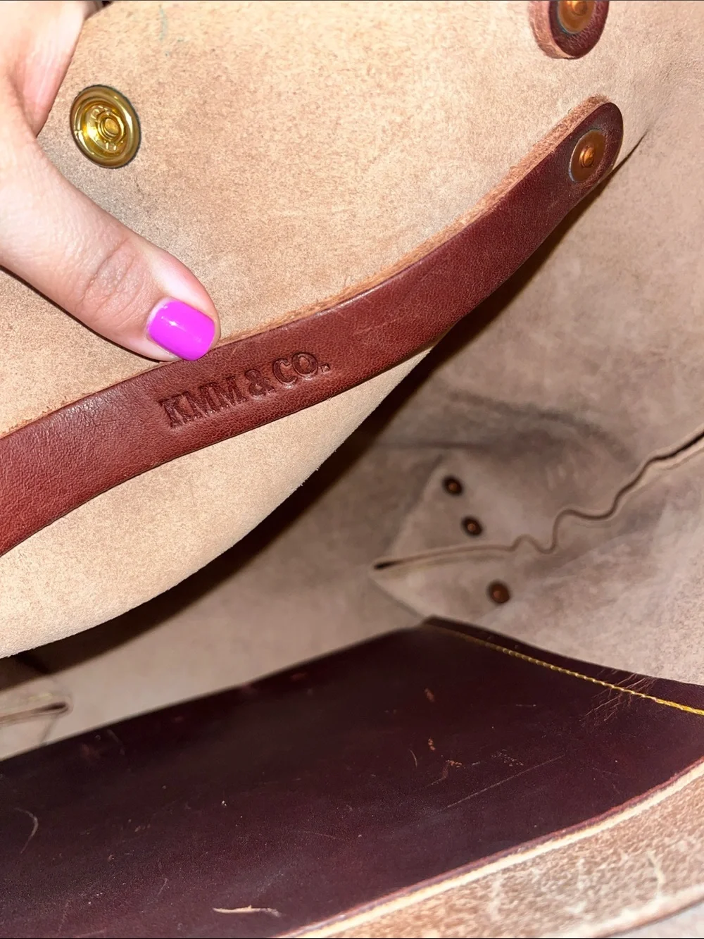 Autumn harvest Brown Leather Tote Bag from KMM and co